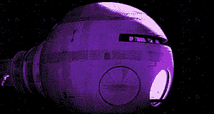 L'astronave di "2001 Odissea nello Spazio" in volo verso L'Isola della Rugiada Divina, il Pianeta Inesistente. 